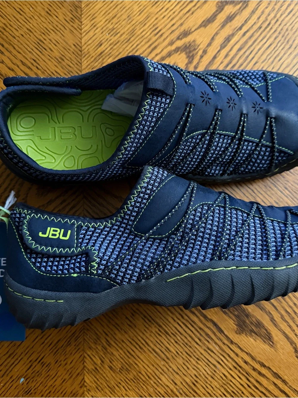 JBU Navy and Lime Green Men's Casual Slip-On Sandals